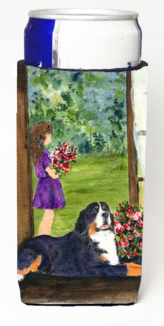 SS8535MUK Little Girl With Her Bernese Mountain Dog Michelob Ultra bottle sleeves For Slim Cans - 12 oz.