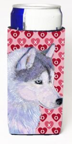 Siberian Husky Hearts Love Valentines Day Michelob Ultra bottle sleeves For Slim Cans - 12 oz.