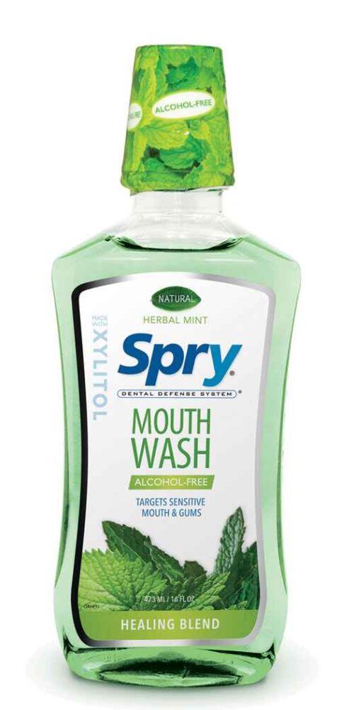 Xlear Spry Alcohol-Free Mouthwash Healing Blend Herbal Mint - 16 Oz