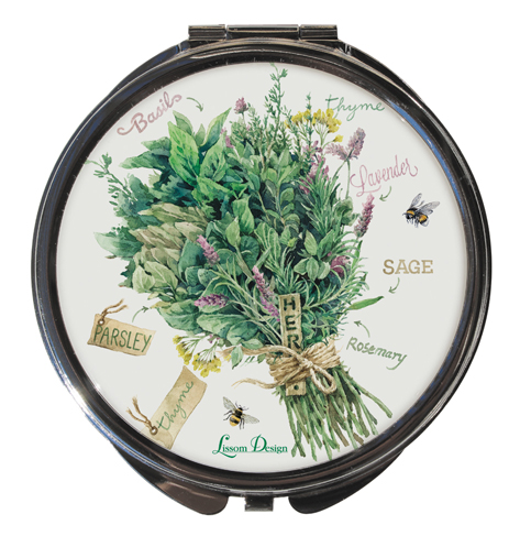 61167 5 lbs Round Compact Mirror -Herb Garden