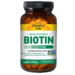 Biotin High Potency Vegetarian 120 Caps by Country Life