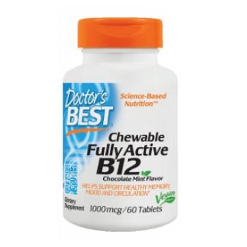 Chewable Fully Active Vitamin B12 Chocolate Mint Flavor, 60 Tabs by Doctors Best