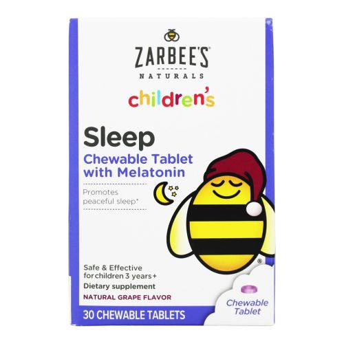 Children's Sleep with Melatonin Supplement Grape 30 Chewable Tablets by Zarbees