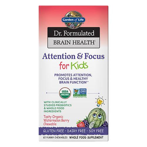 Dr. Formulated Brain Health Attention & Focus for Kids Watermelon Berry Flavor 60 Chewable Tabs by Garden of Life