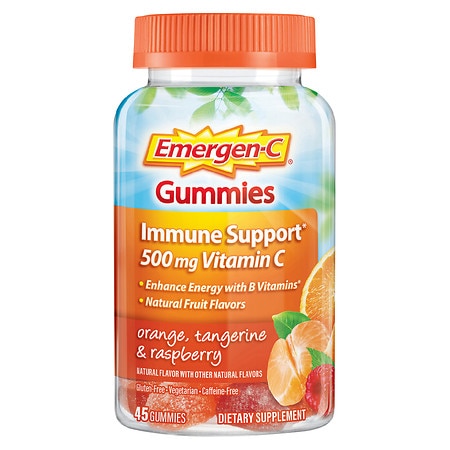 Emergen-C Immune Support Gummies with 500 mg Vitamin C, Folic Acid, and B Vitamins Orange, Tangerine, Raspberry - 45.0 ea