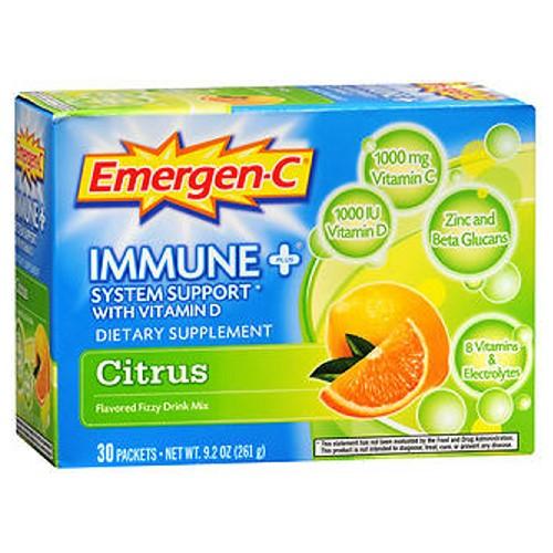 EmergenC Immune Plus System Support With Vitamin D Citrus 30 pkts by EmergenC