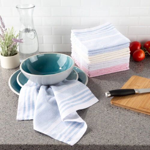Lavish Home 69-005DC 12.5 x 12.5 in. 100 Percent Cotton Kitchen Dish Wash Cloth, Multi-Color - Set of 16