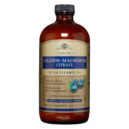 Liquid Calcium Magnesium Citrate with Vitamin D3 Natural Blueberry Flavor 16 oz by Solgar
