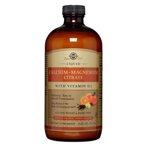 Liquid Calcium Magnesium Citrate with Vitamin D3 Natural Orange-Vanilla Flavor 16 oz by Solgar