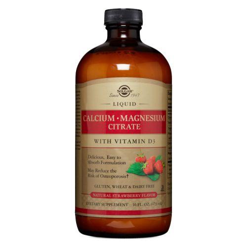 Liquid Calcium Magnesium Citrate with Vitamin D3 Natural Strawberry Flavor 16 oz by Solgar