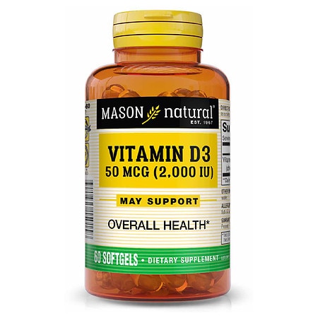 Mason Natural Vitamins D3 mcg (2,000) IU softgels - 60.0 ea