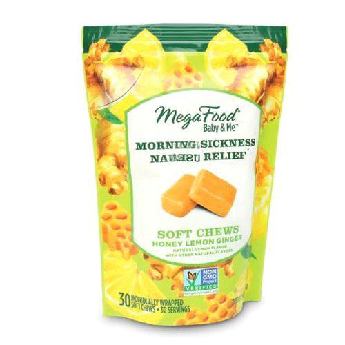 Morning Sickness Nausea Relief Honey Lemon Ginger, 30 Soft Chews by MegaFood