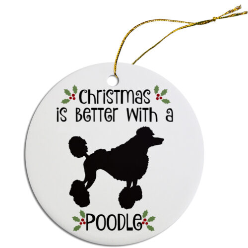 ORN-R-B59 Breed Specific Round Christmas Ornament - Poodle