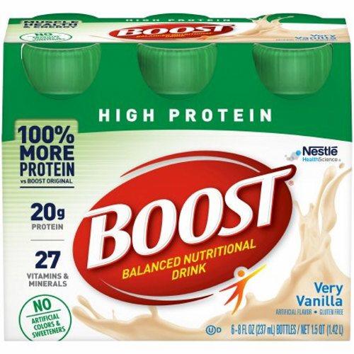 Oral Supplement Boost High Protein Very Vanilla Flavor 8 oz. Container Bottle Ready to Use Case of 24 by Nestle Healthcare Nutrition