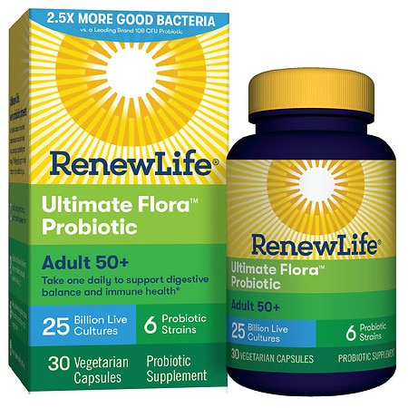 ReNew Life Ultimate Flora Adult 50+ Probiotic Supplement Capsules 25 Billion CFU - 30 Vegetarian Capsules - 30.0 ea