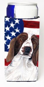 SC9024MUK Usa American Flag With Welsh Springer Spaniel Michelob Ultra bottle sleeves For Slim Cans - 12 oz.
