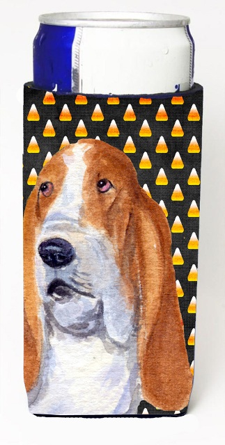 SS4321MUK Basset Hound Candy Corn Halloween Portrait Michelob Ultra s For Slim Cans - 12 oz.