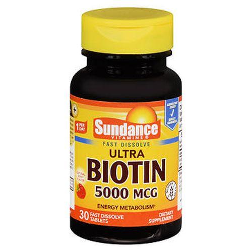 Sundance Vitamins Ultra Biotin Tablets Natural Berry Flavor 30 Tabs by Sundance