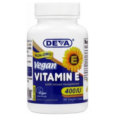 Vegan Natural Vitamin E mixed tocopherols 90 vcaps by Deva Vegan Vitamins