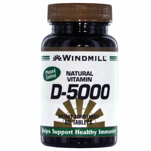 Vitamin D 5000IU 60 Tabs by Windmill Health Products