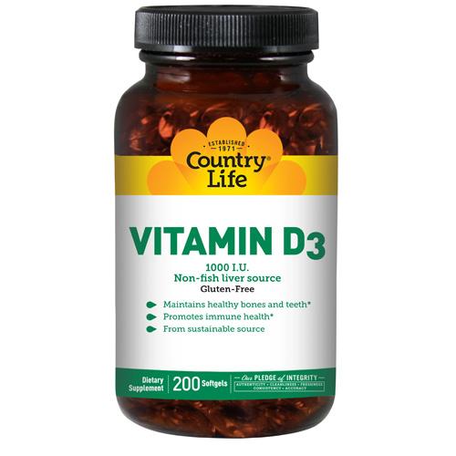 Vitamin D3 200 Softgels by Country Life