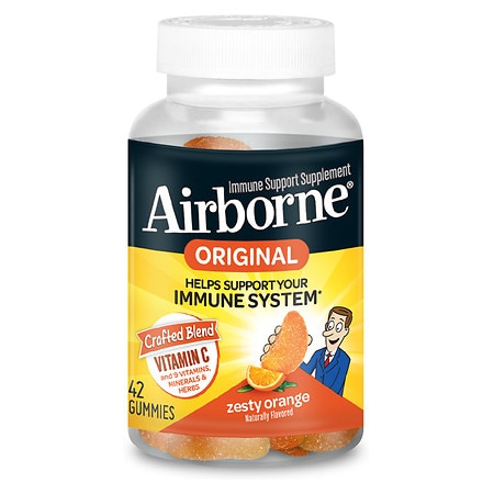 Airborne Vitamin C, E, Zinc, Minerals & Herbs Immune Support Supplement Gummies Orange - 42.0 ea