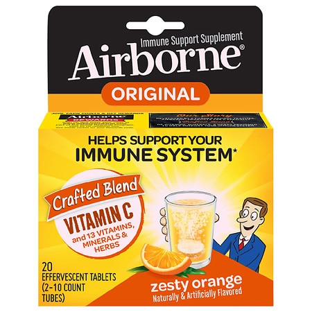 Airborne Effervescent Tablets, Vitamin C - Immune Support Supplement Zesty Orange - 20.0 ea