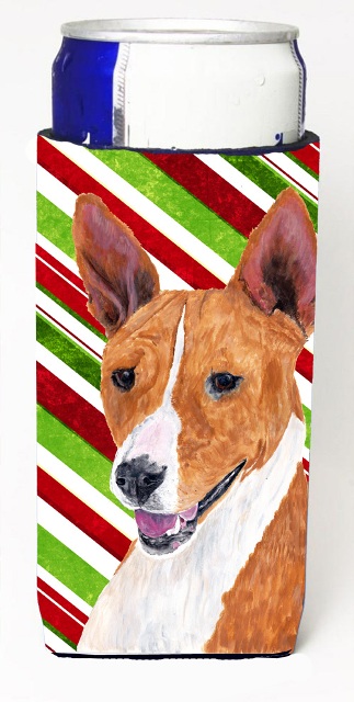 Basenji Candy Cane Holiday Christmas Michelob Ultra bottle sleeves For Slim Cans - 12 oz.