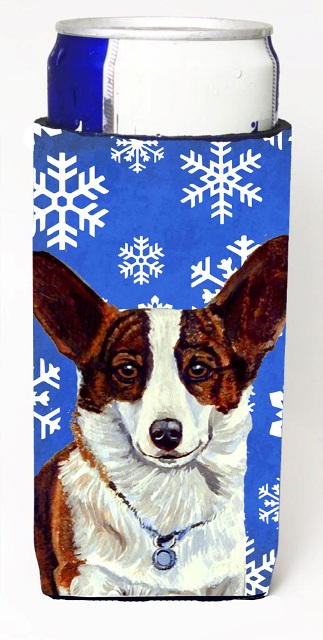 LH9288MUK Corgi Winter Snowflakes Holiday Michelob Ultra bottle sleeves For Slim Cans - 12 oz.