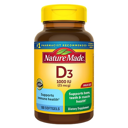 Nature Made Vitamin D3 1000 IU (25 mcg) Softgels - 180.0 ea