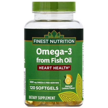 Walgreens Finest Nutrition 500mg Omega3 Softgel Lemon - 120.0 ea