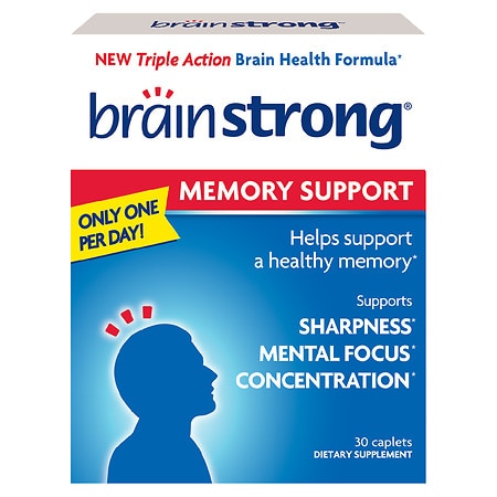BrainStrong Memory Support, Mental Focus & Concentration Caplets - 30.0 ea