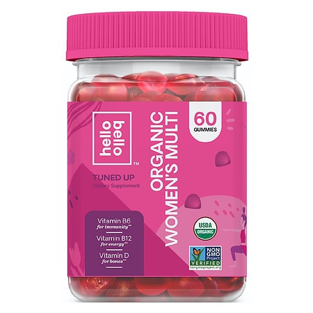 Hello Bello Organic Women's Multi Vitamin Gummy Natural Raspberry, Strawberry, and Cherry Flavors - 60.0 ea