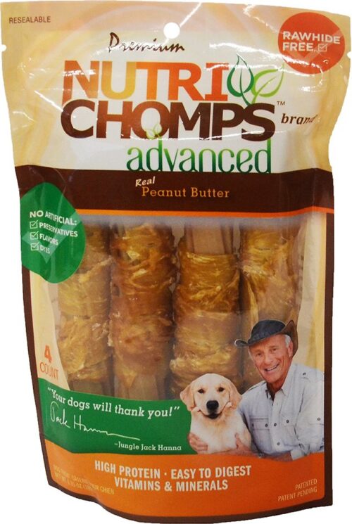 Scott Pet Products 159264 Nutri Chomps Advanced Twists Peanut Butter Flavor Dog Treats, 4 Count