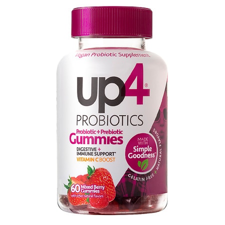 UP4 Probiotic + Prebiotic, Vitamin C, Berry Flavor, Gummies - 60.0 ea