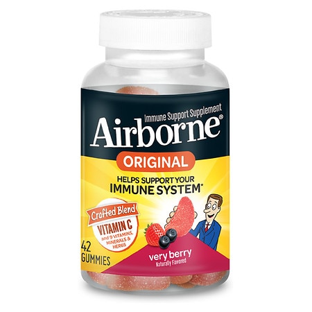 Airborne Vitamin C, E, Zinc, Minerals & Herbs Immune Support Supplement Gummies Very Berry - 42.0 ea