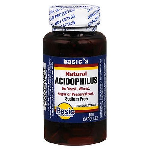 Basic Vitamins Natural Acidophilus Capsules 100 Caps by Basic Vitamins