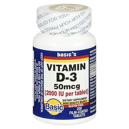 Basic Vitamins Natural Vitamin D-3 200 Tabs by Basic Vitamins
