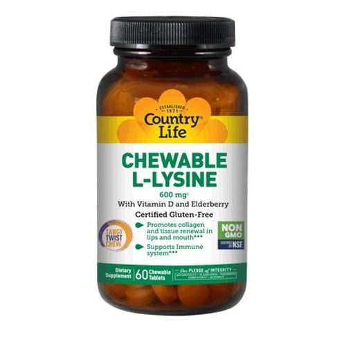 Chewable L-Lysine 60 Tabs by Country Life