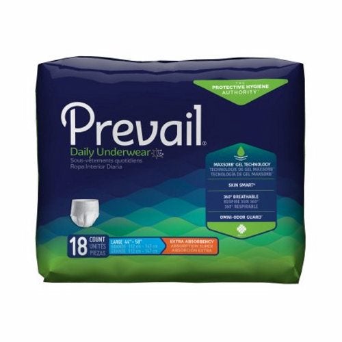 Female Adult Absorbent Underwear Prevail Daily Underwear Pull On with Tear Away Seams Large Disposa White 18 Count by First Quality