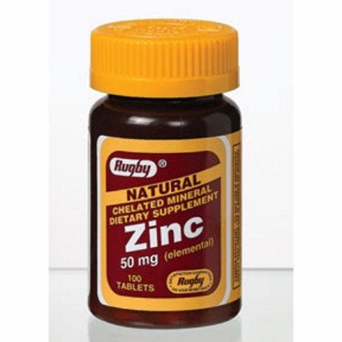 Mineral Supplement Rugby Zinc Gluconate / Calcium 50 mg Strength Tablet 100 per Bottle 100 Tabs by Rugby