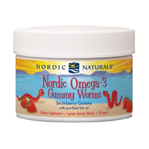 Omega-3 Gummy Worms Strawberry 30 Gummies by Nordic Naturals