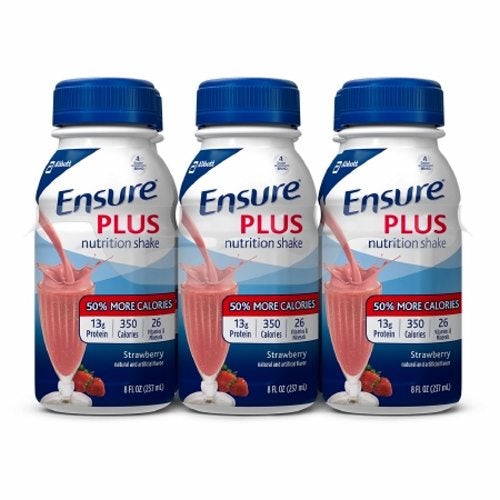 Oral Supplement Ensure Plus Strawberry Flavor 8 oz. Container Bottle Ready to Use Case of 24 by Abbott Nutrition