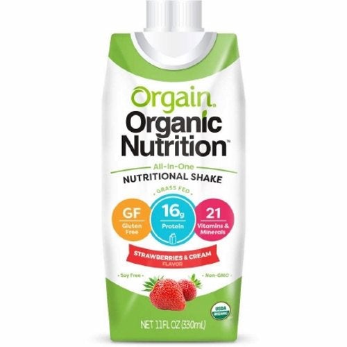 Oral Supplement Orgain Organic Nutritional Shake Strawberries and Cream Flavor 11 oz. Container Car Case of 12 by Orgain