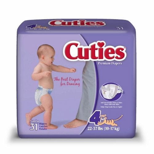 Unisex Baby Diaper Cuties Tab Closure Size 4 Disposable Heavy Absorbency 31 Count by First Quality