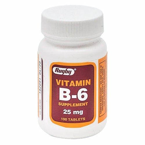 Vitamin Supplement Rugby Vitamin B6 25 mg Strength Tablet 100 per Bottle 100 by Rugby
