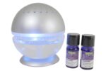 75002-10ML-2PACK-75518-Silver Little Squirt- Glowing Wate Air Revitalizer & Air Washer with 2 Bottles of Lavender Oil, Silver