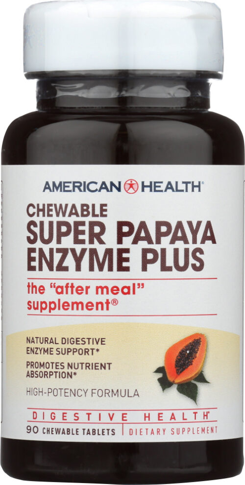 American Health KHFM00043620 Super Papaya Enzyme Plus 90 Chewable Tablets