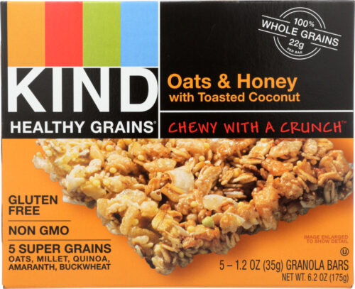 KHFM00780114 6.2 oz Healthy Grains Granola Bars Oats & Honey with Toasted Coconut, 5 Count