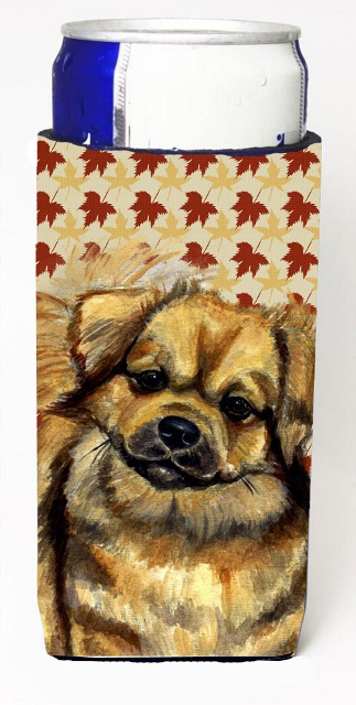 LH9124MUK Tibetan Spaniel Fall Leaves Portrait Michelob Ultra s For Slim Cans - 12 oz.